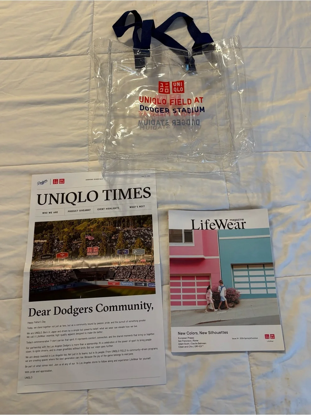 UNIQLO x Dodgers Clear Tote Bag with T-shirt bundle . Unisex size Medium